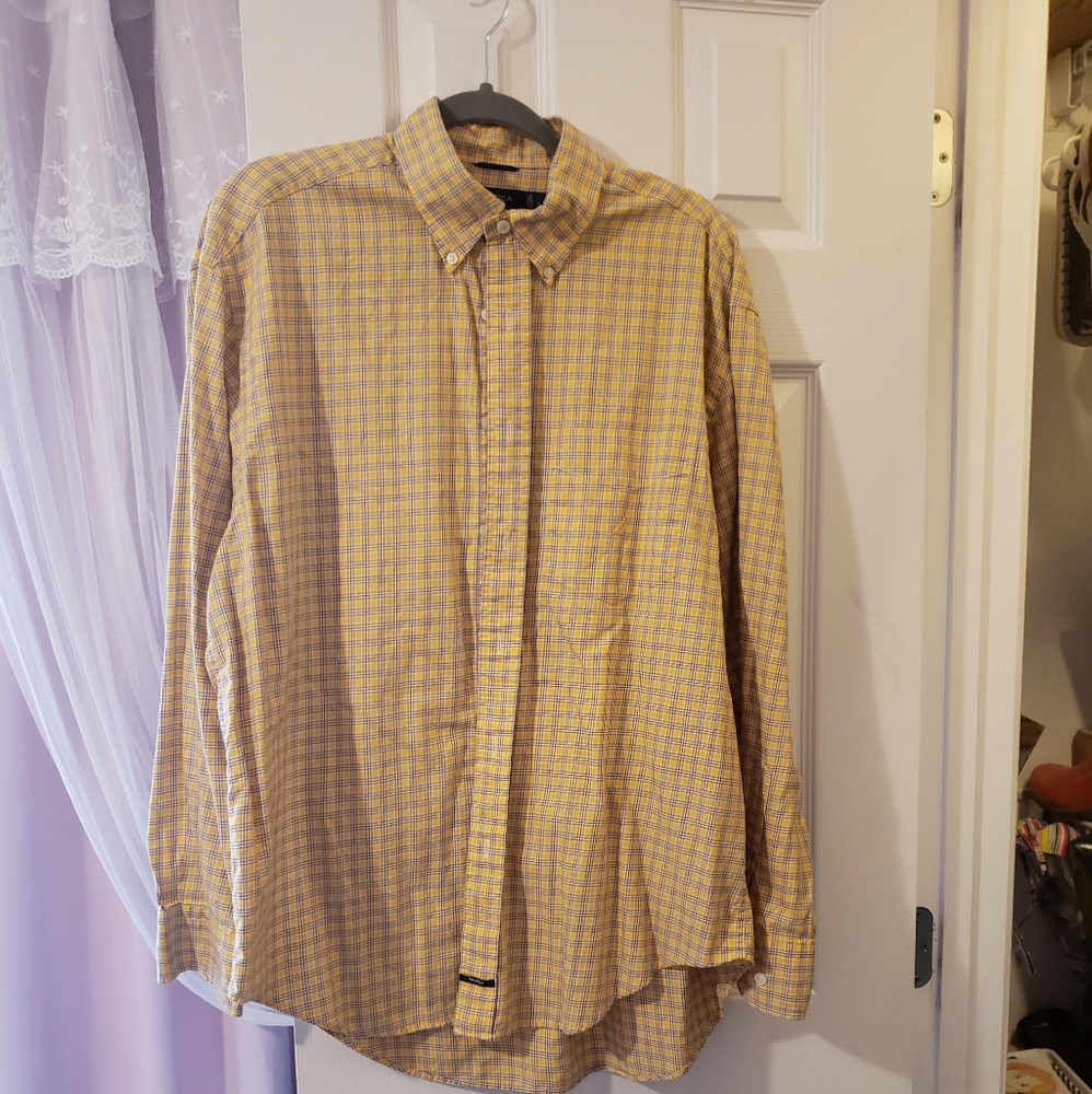 Men's yellow plaid oxford Nautica Large